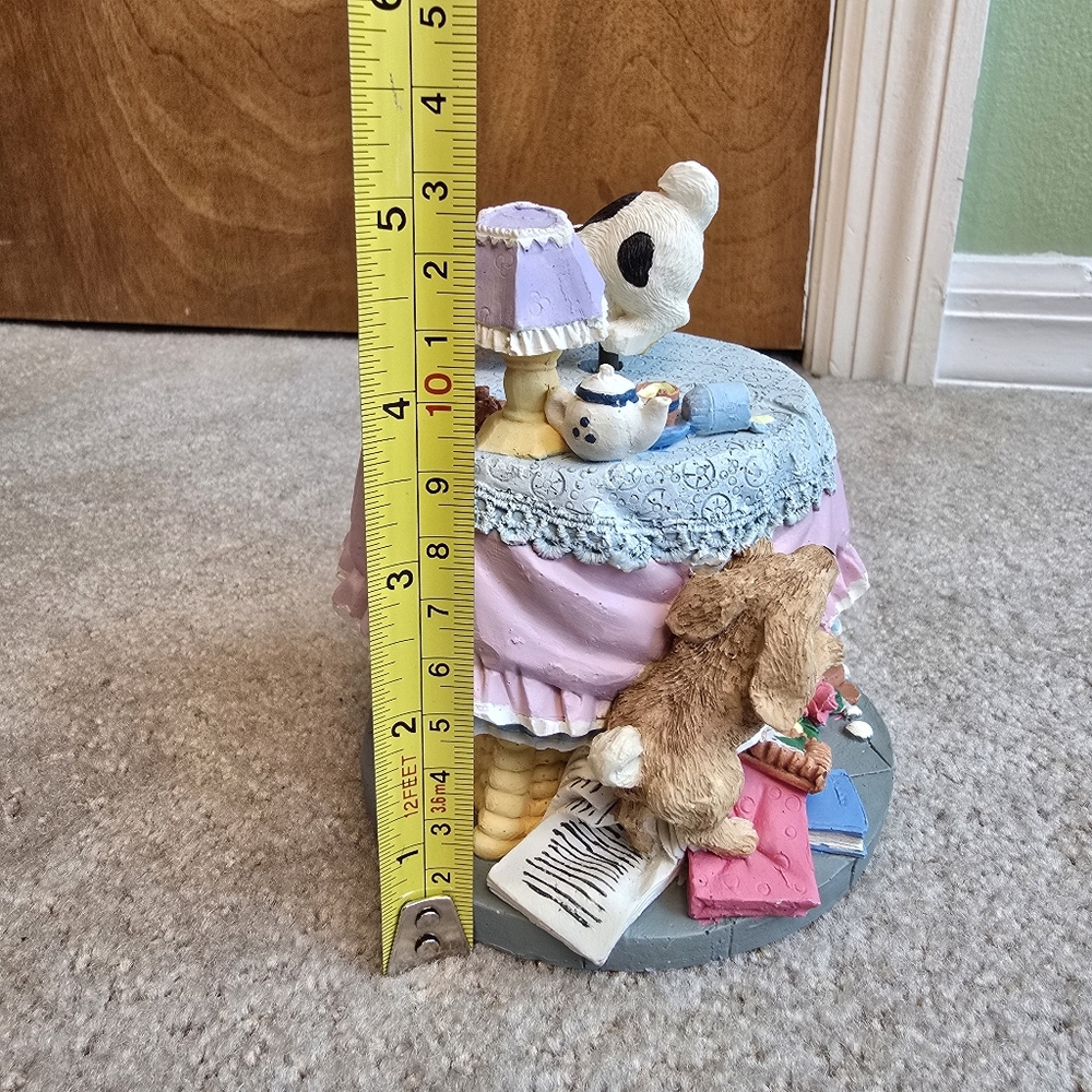 Rotating Puppy on Table Reading Book Resin Music Box - Picture 14 of 14